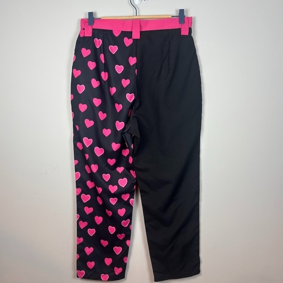 Incerun Womens Pink Black Heart Crop Dress Pants Womens Small NWT Valentines Day - Picture 5 of 10